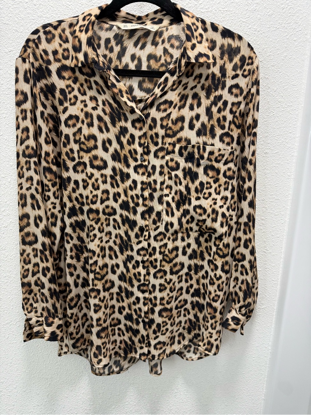 Zara Leopard Cheetah Print Button Down Oversized Shirt Sz(M)